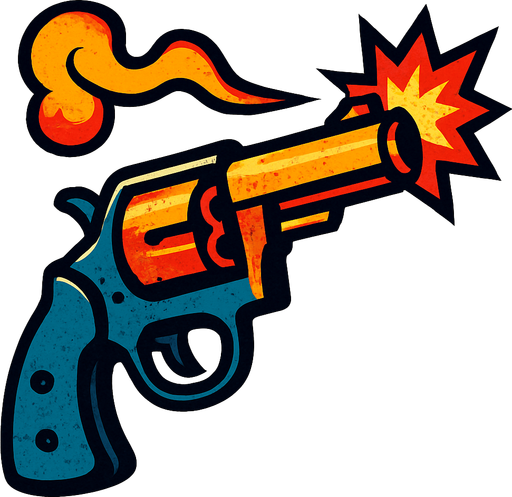 A 2d fired revolver.
In-Game asset.  2d.  High contrast.  No shadows