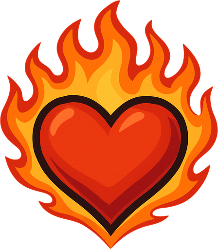 flame heart.
In-Game asset.  2d.  High contrast.  No shadows