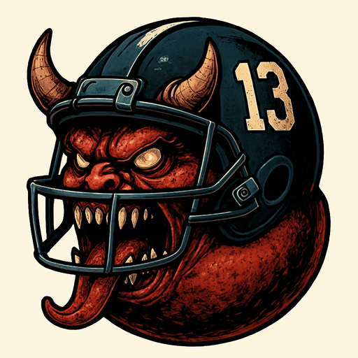 un demonio bola con un casco de jugador de futbol americano ultra realista.
In-Game asset.  2d.  High contrast.  No shadows
