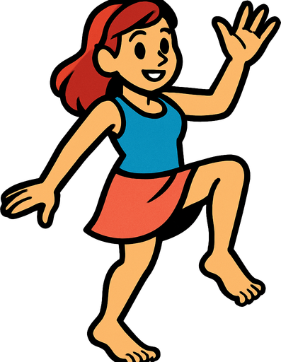 Barefoot woman with one foot raised up.
In-Game asset.  2d.  High contrast.  No shadows