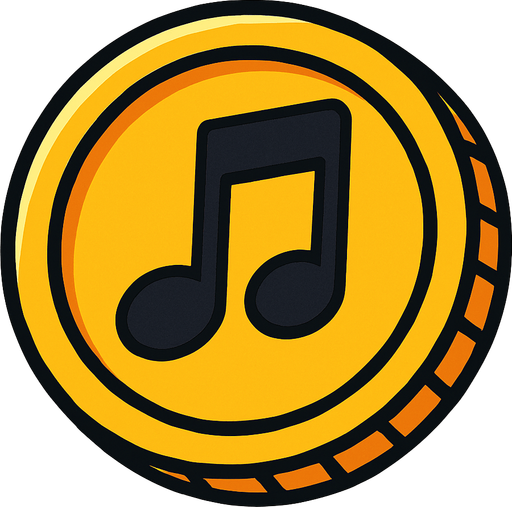 MÜZİK NOTASI ŞEKLİNDE BİR COİN TARZI BİR ŞEY.
In-Game asset.  2d.  High contrast.  No shadows