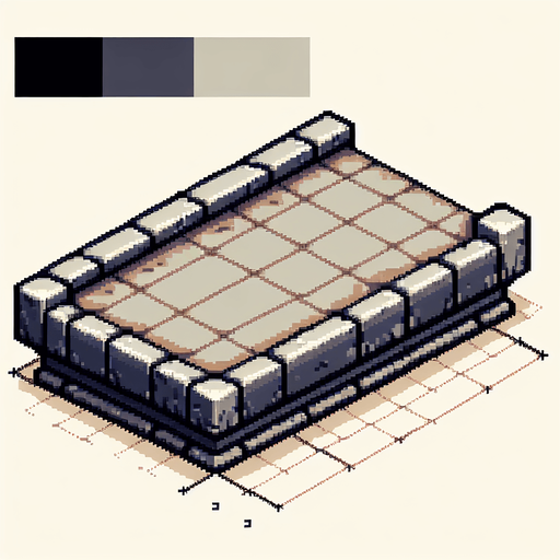 A long rectangular stone platform. Side view. Pixel art..
Single Game Texture.  In-Game asset.  2d.  Blank background.  High contrast.  No shadows