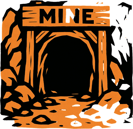 Maden girişi.
In-Game asset.  2d.  High contrast.  No shadows