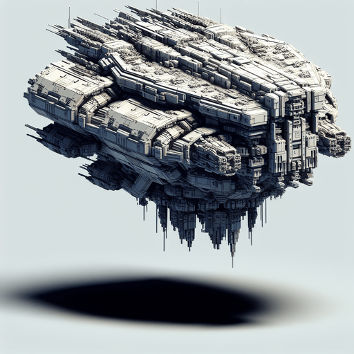 alien ship facing downwards.
Single Game Texture. In-Game asset. 2d. Blank background. High contrast. No shadows. Pixelated.