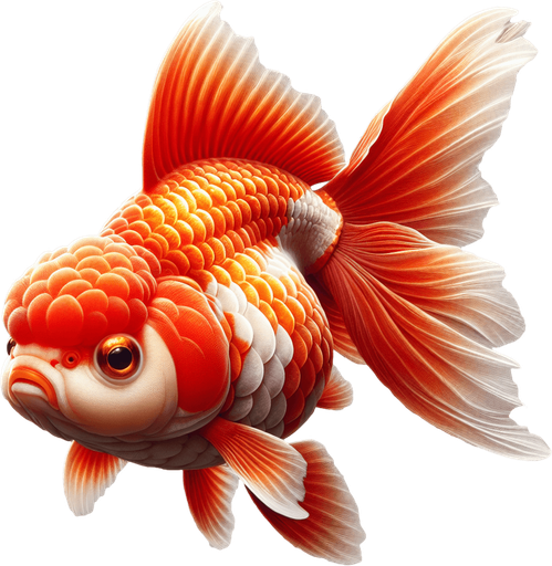 A realistic goldfish.
Single Game Texture. In-Game asset. 2d. Blank background. High contrast. No shadows.