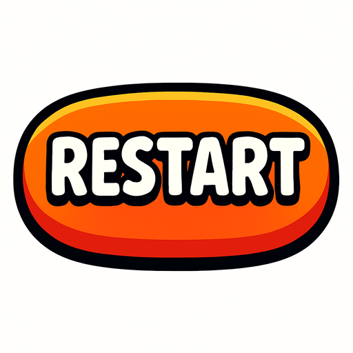 Boton de juego que diga "RESTART".
In-Game asset.  2d.  High contrast.  No shadows