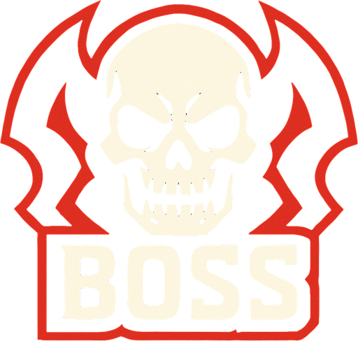 boss logo skull head.
In-Game asset.  2d.  High contrast.  No shadows