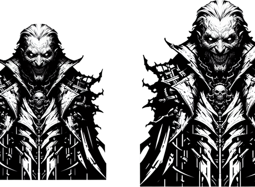 villan.
Single Game Texture. In-Game asset. 2d. Blank background. High contrast. No shadows.