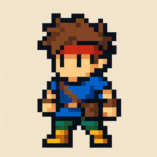 pixel art 2D Char.
In-Game asset.  2d.  High contrast.  No shadows