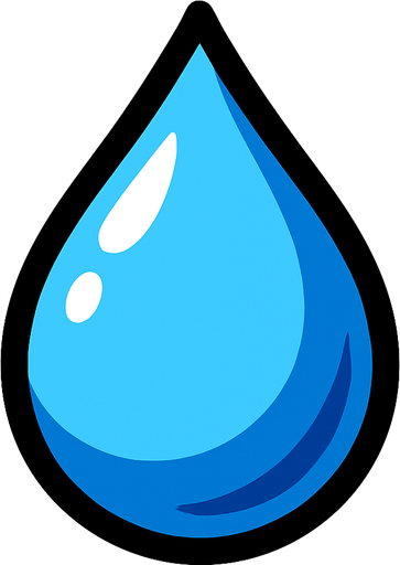 gota de agua.
In-Game asset.  2d.  High contrast.  No shadows