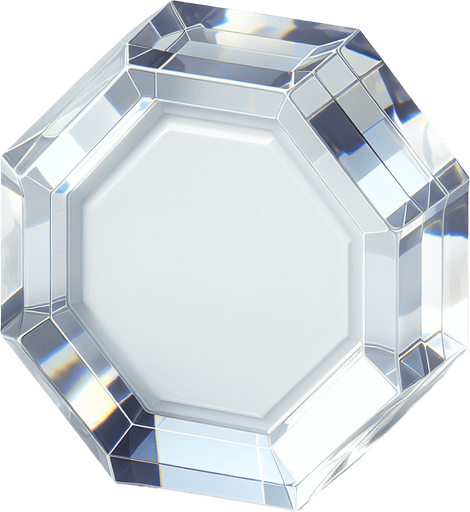 Simple, glossy, empty, plain white hexagon tile made with transparent gel.
Front view. Modern game style