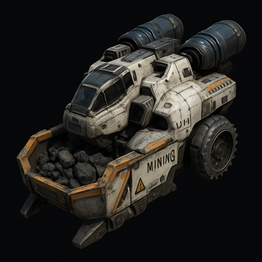 Maden toplayıcı uzay mekiği, Gerçekçi.
In-Game asset.  High contrast.  No shadows