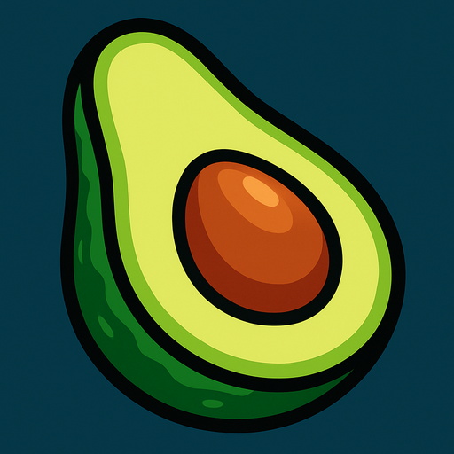 avocado.
In-Game asset.  2d.  High contrast.  No shadows