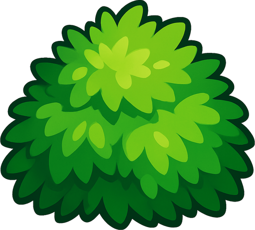 Green bush.
In-Game asset.  2d.  High contrast.  No shadows