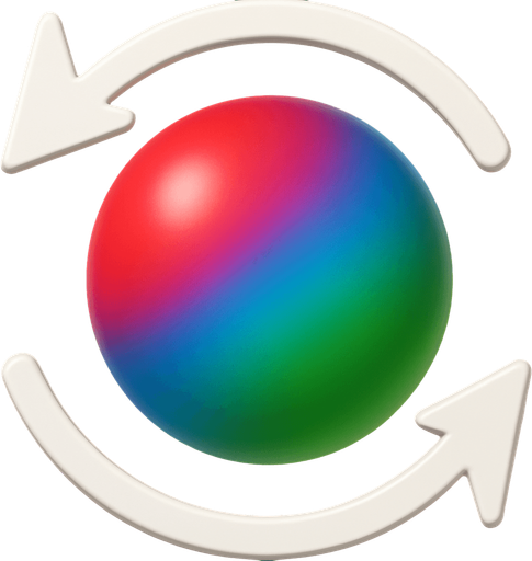 içindeki topun rengini kırmızı mavi ve yeşil yap ama geçişleri smooth olsun