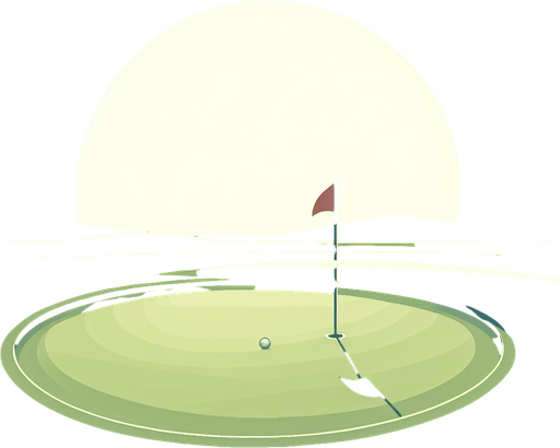 Terrain de golf avec un seul trou.
Single Game Texture. In-Game asset. 2d. Blank background. High contrast. No shadows.