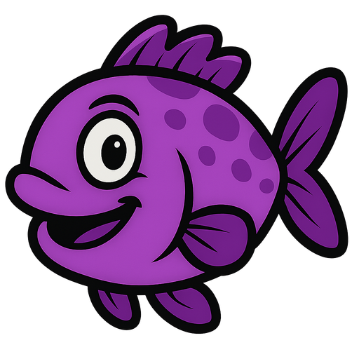 Purple fish.
In-Game asset.  2d.  High contrast.  No shadows