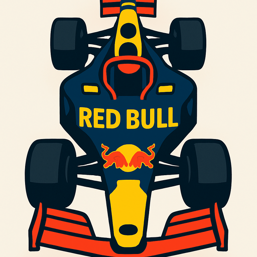 formula one race car 2d redbull vertical.
In-Game asset.  2d.  High contrast.  No shadows