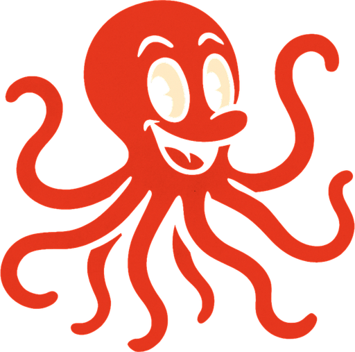 Rubber Hose Style octopus.
In-Game asset.  2d.  High contrast.  No shadows