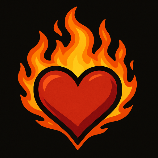 flame heart.
In-Game asset.  2d.  High contrast.  No shadows