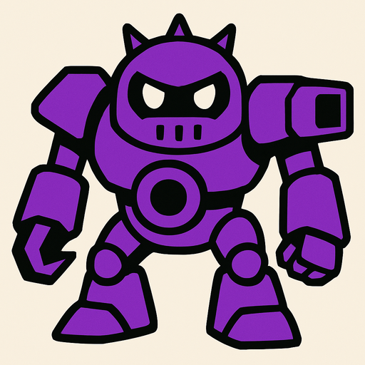 purple robot enemy.
In-Game asset.  2d.  High contrast.  No shadows