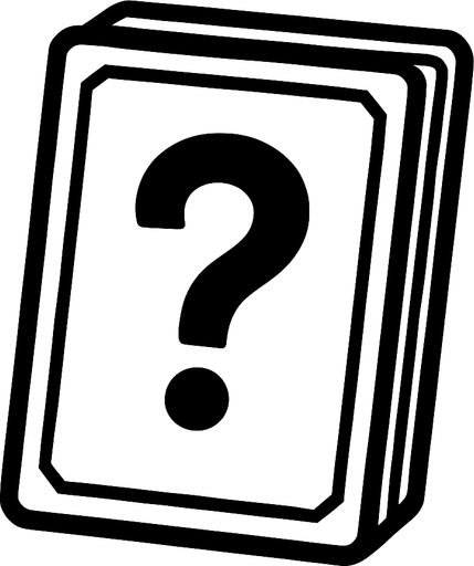 White card packet with a "?" Sign in the middle.
In-Game asset.  2d.  High contrast.  No shadows