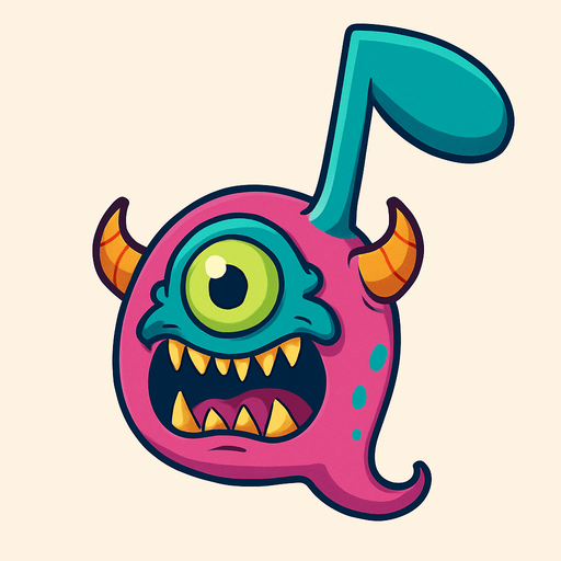 MÜZİK NOTASI ŞEKLİNDE BİR UZAYLI CANAVAR ÇİZ AMA BU KARAKTER PLAYER VE İSMİ VORTEX ONA GÖRE TASARLA. AYAKSIZ. dONT WRİTE TEXT İN TO İMAGE. NO BLACK..
In-Game asset.  2d.  High contrast.  No shadows