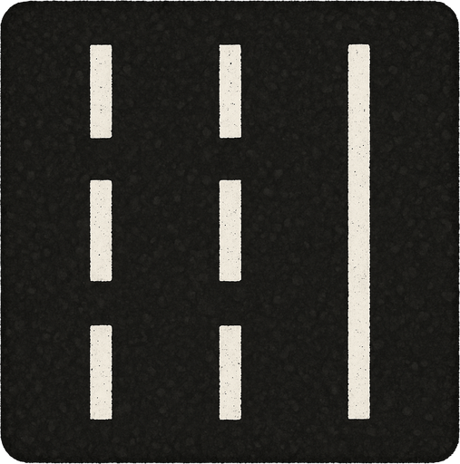Ground asphalt white striped road.
In-Game asset.  2d.  High contrast.  No shadows