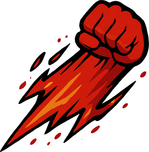 Big red fist slash effect. 2D. Top View..
In-Game asset.  2d.  High contrast.  No shadows