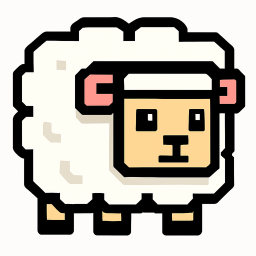 sheep but square.
In-Game asset.  2d.  High contrast.  No shadows