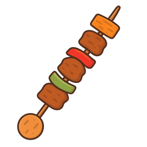a kebap. No background. Transparent background. Blank background. No shadows. 2d. In-Game asset. flat