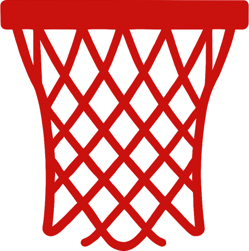 Make me a 2d basketball hoop net in red color. In-Game asset. 2d. High contrast. No shadows.
In-Game asset.  2d.  High contrast.  No shadows