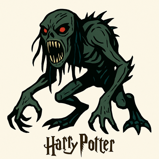 harry potter evreninde kötü bir yaratık.
In-Game asset.  2d.  High contrast.  No shadows
