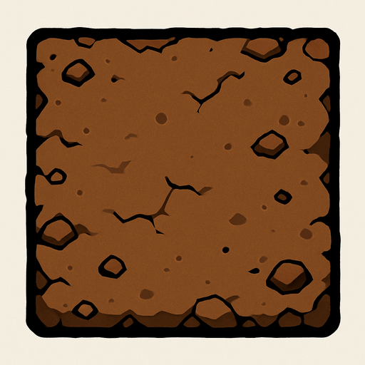 dirt square.
In-Game asset.  2d.  High contrast.  No shadows
