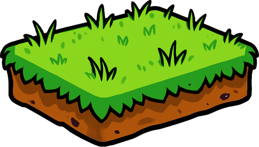 çimenli bi platform.
In-Game asset.  2d.  High contrast.  No shadows