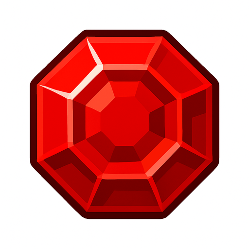 red gem.
In-Game asset.  2d.  High contrast.  No shadows