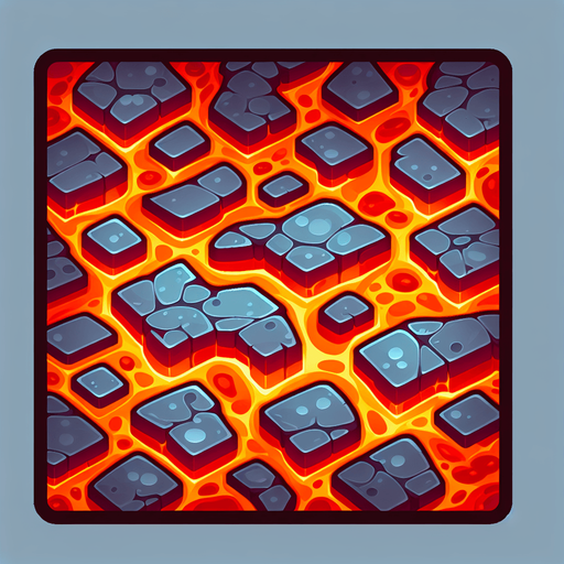 a cartoon lava floor. top-down view. tile-able so it can be repeated. no text..
Single Game Texture. In-Game asset. 2d. Blank background. High contrast. No shadows.