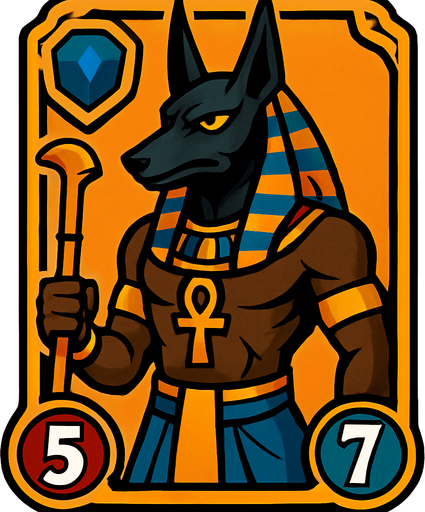 anubis god card.
In-Game asset.  2d.  High contrast.  No shadows
