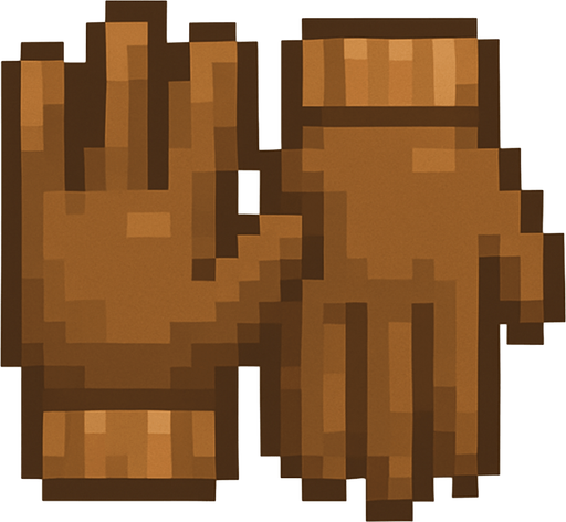 pixel brown gloves.
In-Game asset.  2d.  High contrast.  No shadows