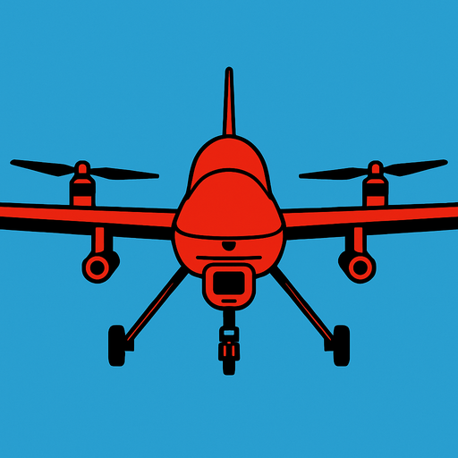 Overwiev of unmanned aircraft coming to us.
2d.  High contrast.  No shadows