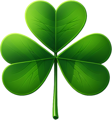 3 leaf clover in a white paper card with rounded corners, front view.