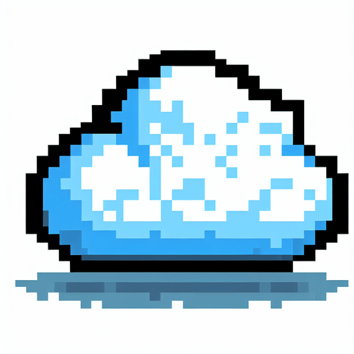 8 bit cartoon cloud. no shade. no shadow. Single Game Texture. In-Game asset. 2d. Blank background. High contrast. No shadows.