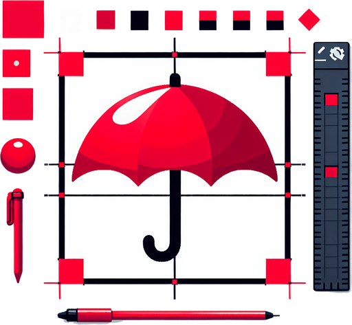 umbrella red.
Single Game Texture. In-Game asset. 2d. Blank background. High contrast. No shadows.