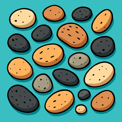 çakıl taşları.
In-Game asset.  2d.  High contrast.  No shadows