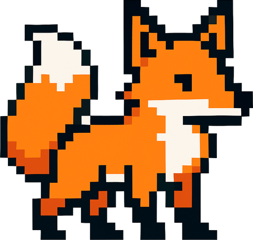 Fox.
In-Game asset.  2d.  High contrast.  No shadows. Pixel