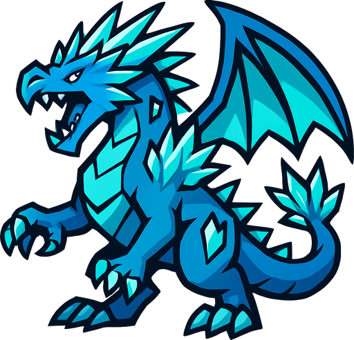 Dragon des glaces.
In-Game asset.  2d.  High contrast.  No shadows