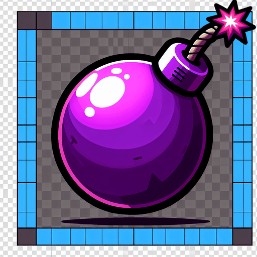 Purple bomb

Single Game Texture. In-Game asset. 2d. Blank background. High contrast. No shadows.