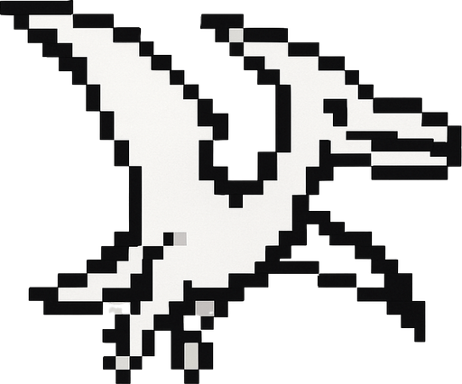 beyaz siyah uçan dinazor kuş.
In-Game asset.  No shadows. pixel