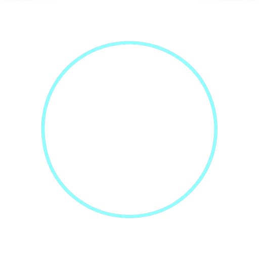 A neon circle with glow.
In-Game asset.  2d.  High contrast.  No shadows