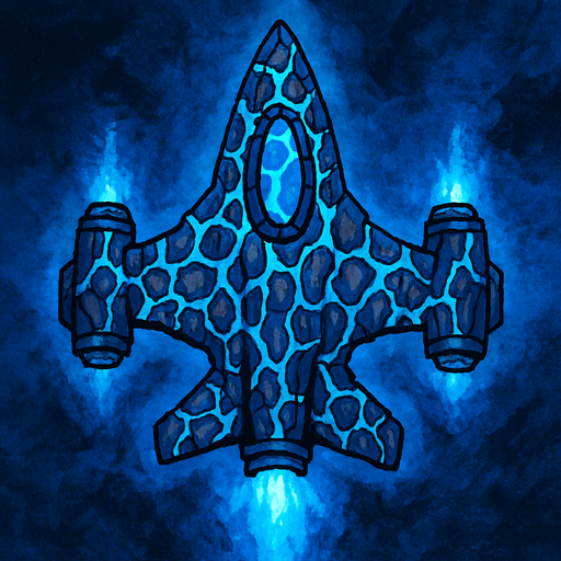 crazy blue lava spaceship top view.